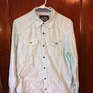 Men’s Sky Blue Buckle Long Sleeve Button Up
